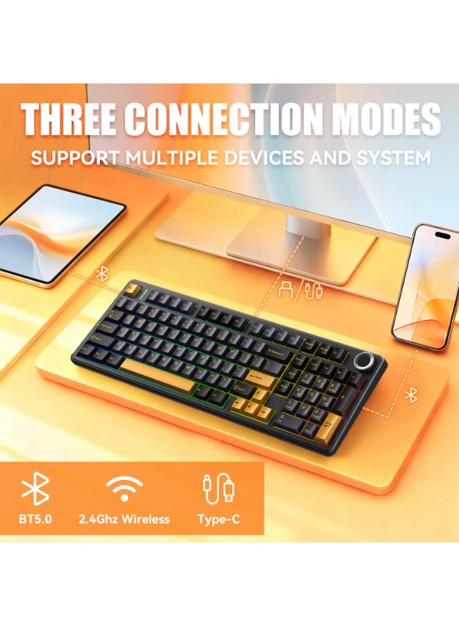 AULA F99 Pro Wireless Gaming Keyboard, Gasket Structure Tri-Mode Hot-Swappable Keyboard BT5.0/2.4GHz/USB-C, Pre-Lubed Switches, RGB Backlit PBT Keycaps for PC/Mac Gaming - Image 3